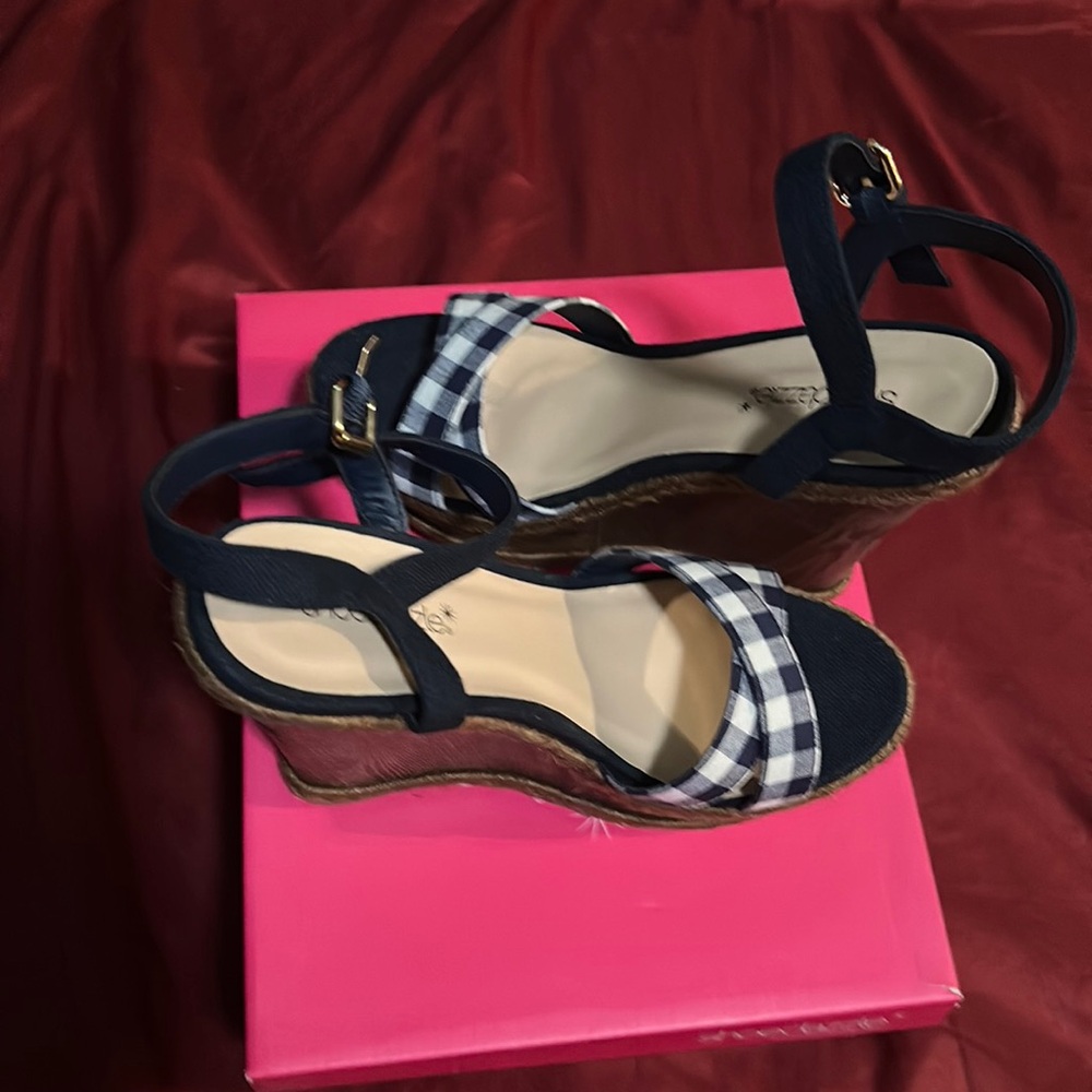 Never Been Worn Size 9 Navy Multi Color Wedges. - image 1